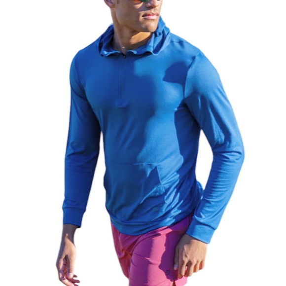 Layer 8 Alpha Hoodie Qwick-Dry blue quarter zip lightweight pullover top medium - Picture 1 of 12